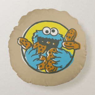 Cookie Monster Retro Rond Kussen