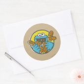 Cookie Monster Retro Ronde Sticker (Envelop)