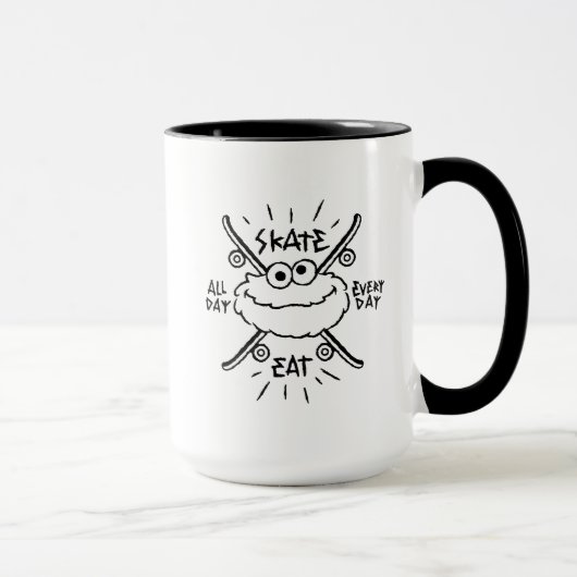 Cookie Monster Schaats Logo - Schaats, Eat, 24x7 Mok (Rechts)