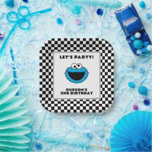 Cookie Monster Schakenbord Verjaardag Papieren Bordje