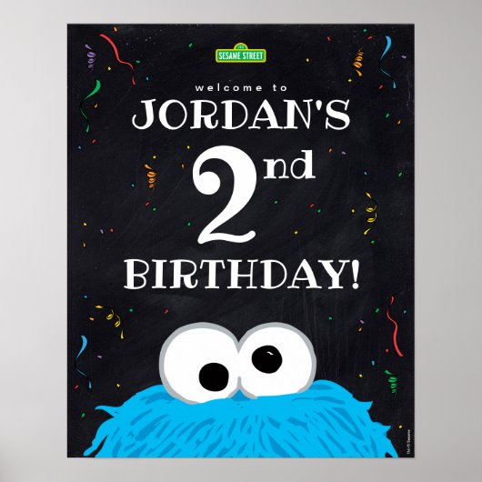 Cookie Monster | Uitnodiging 2e verjaardag Poster (Voorkant)