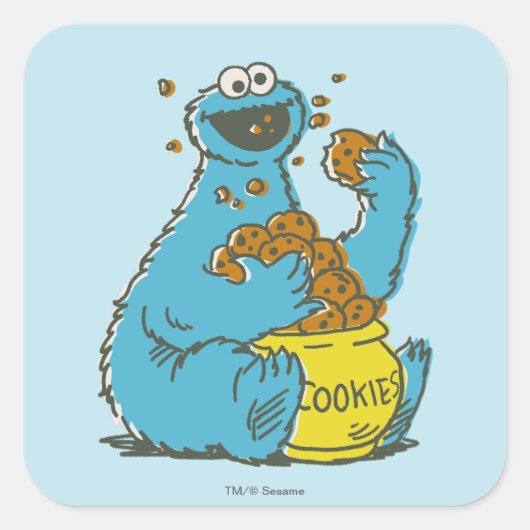 Cookie Monster Vintage Vierkante Sticker (Voorkant)