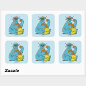 Cookie Monster Vintage Vierkante Sticker (Vel)