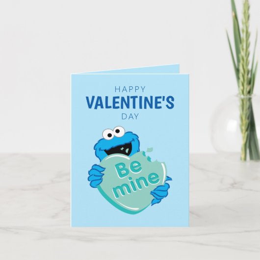 Cookie Monster "Wees van mij" Valentijnsdag Hart S Notitiekaartje (Voorkant)