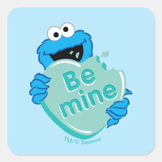 Cookie Monster "Wees van mij" Valentijnsdag Hart S Vierkante Sticker (Voorkant)