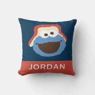 Cookie Monster Woodland Face   Jouw namen toevoege Kussen