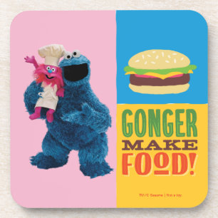 Cookie Monster's Foodie Truck Gonger maakt eten Bier Onderzetter
