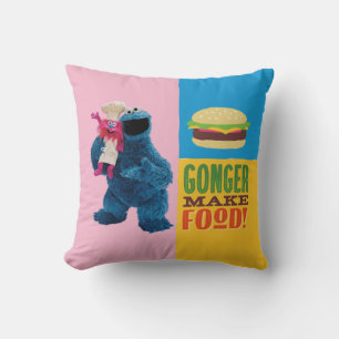 Cookie Monster's Foodie Truck Gonger maakt eten Kussen
