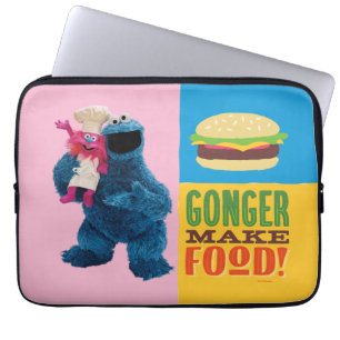 Cookie Monster's Foodie Truck Gonger maakt eten Laptop Sleeve