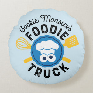 Cookie Monster's Foodie Truck Logo Rond Kussen