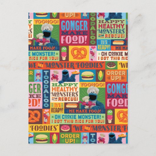 Cookie Monster's Foodie Truck Pattern Briefkaart (Voorkant)