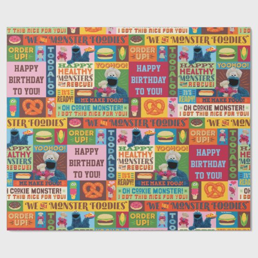 Cookie Monster's Foodie Truck Pattern Cadeaupapier (Vlak)