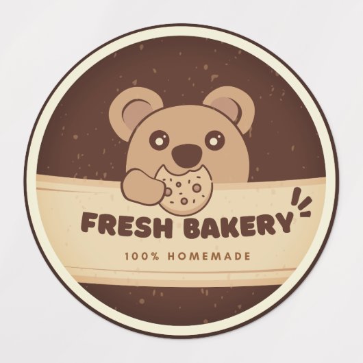 Cookie Ours Aliments faits main Logo Étiquette (Design 1)