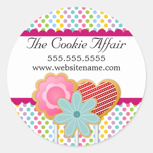 Cookie Poppen Bakkerij Box Seals Ronde Sticker (Voorkant)