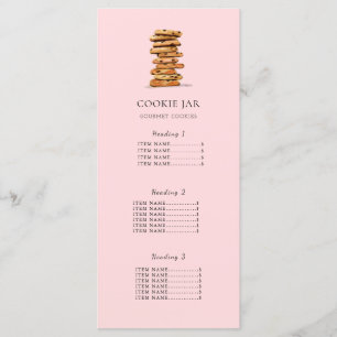 Cookie shop prijslijst/ Menu Kaart Roze