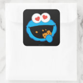 Cookie Smiling Face met hartvormige ogen Vierkante Sticker (Tas)