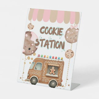 Cookie Station Food Sign Tabletop Padestal Reclamebord Met Voetstuk