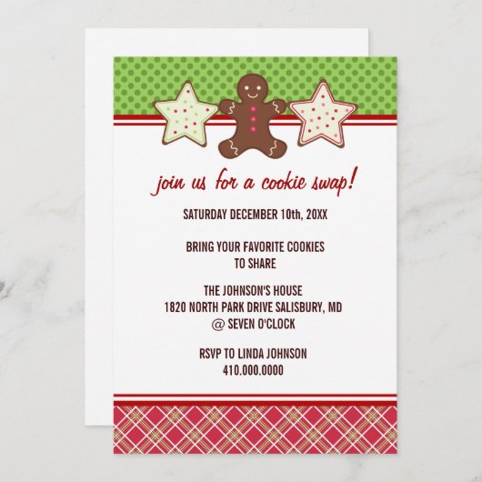 Cookie Swap Fêtes de Noël Invitations (Devant / Derrière)