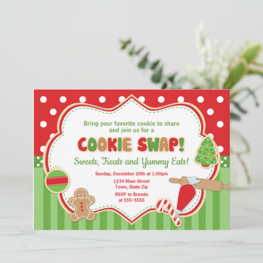 Cookie Swap-kerstfeestdag Kaart (Staand voorkant)