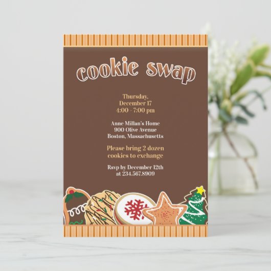 Cookie Swap Uitnodiging Vakantie Uitnodiging (Staand voorkant)