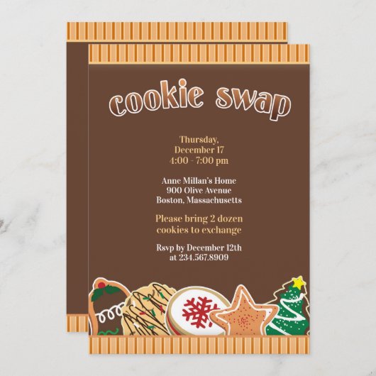 Cookie Swap Uitnodiging Vakantie Uitnodiging (Voorkant / Achterkant)