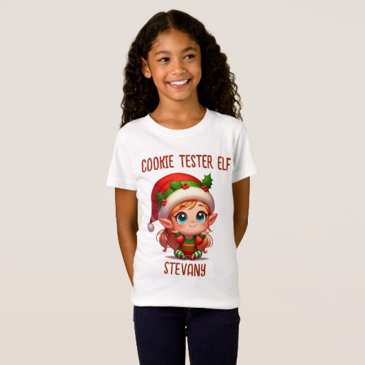 Cookie tester elf familie overeenkomende kerstnaam t-shirt (Voorkant volledig)