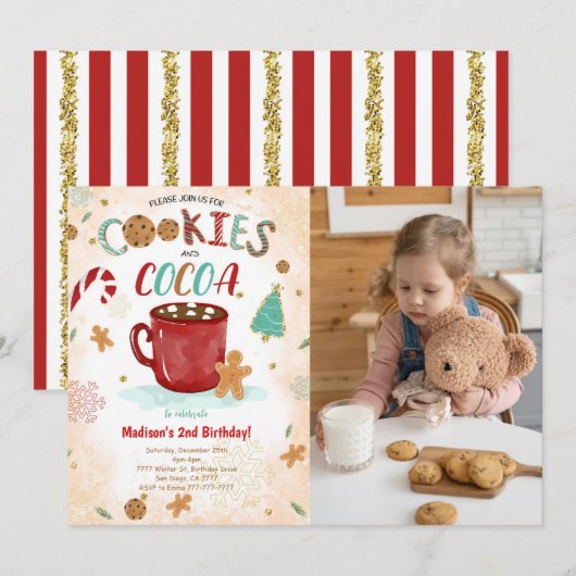 Cookie Verjaardag Foto uitnodiging (Voorkant / Achterkant)