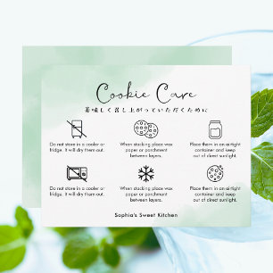 Cookie Verzorgingsinstructies Mintgroene Waterverf Bedankkaart