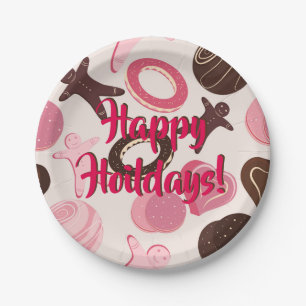 Cookiefeest Pret Vrolijke Feestdagen! Papieren Bordje