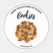 Cookies à chips de chocolat cuits avec autocollant