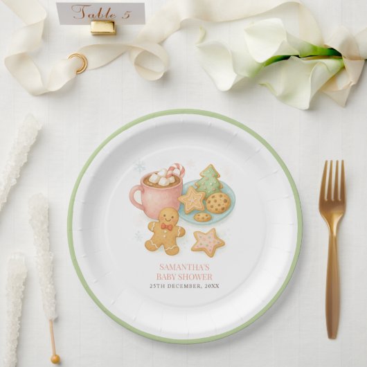 Cookies and Cocoa Winter Baby Shower  Papieren Bordje (Huwelijk)
