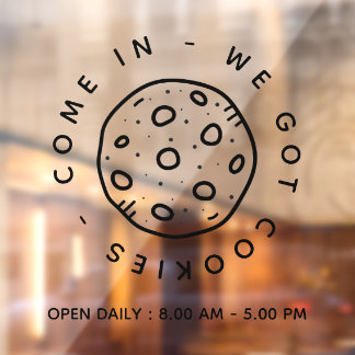 Cookies Bakery Store Simple Business Open Hours Raamsticker