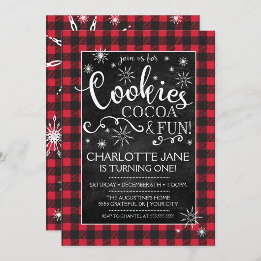 Cookies Cacao & Fun Play Verjaardag Uitnodiging (Voorkant / Achterkant)