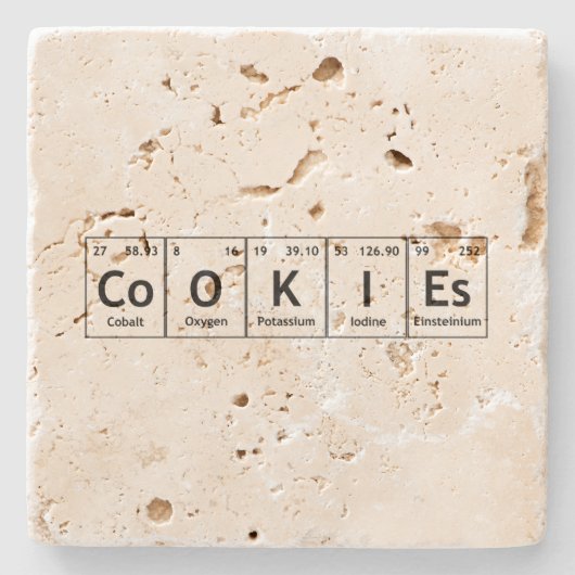 CoOKIEs Chemistry Periodic Table Words Elements Stenen Onderzetter (Voorkant)
