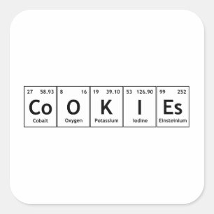 CoOKIEs Chemistry Periodic Table Words Elements Vierkante Sticker