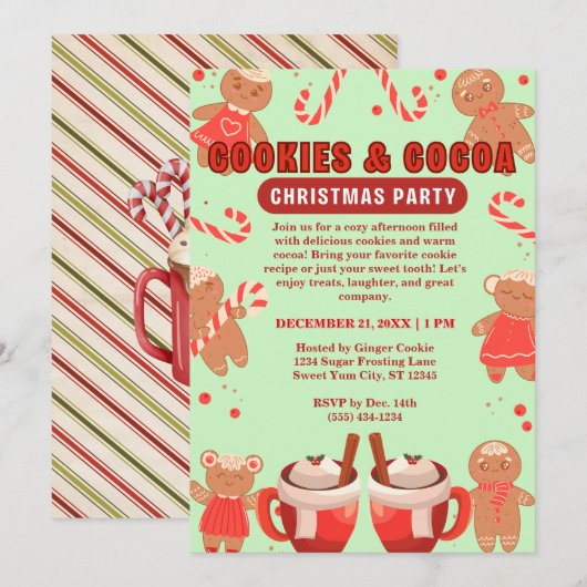 Cookies & Coca Christmas Green Party Kaart (Voorkant / Achterkant)