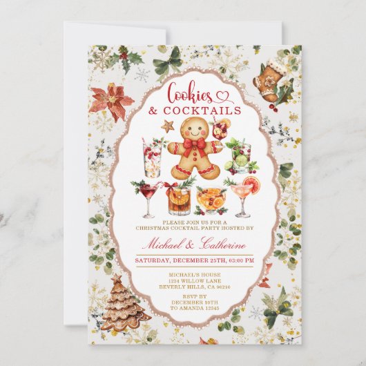 Cookies & Cocktails Winter Christmas Holiday Party Kaart (Voorkant)