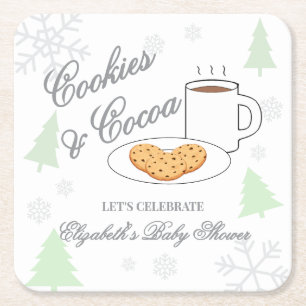 Cookies & Cocoa Baby Shower Vierkante Kartonnen Onderzetter