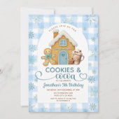 Cookies & Cocoa Birthday Blue Snowflakes Gingham Kaart (Voorkant)