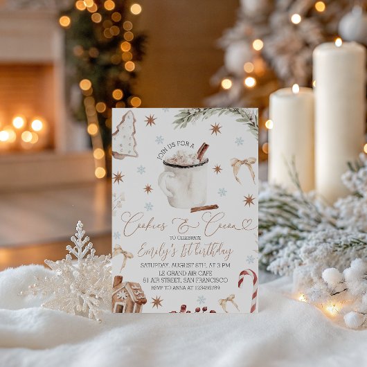 Cookies & Cocoa Birthday Invite Kaart