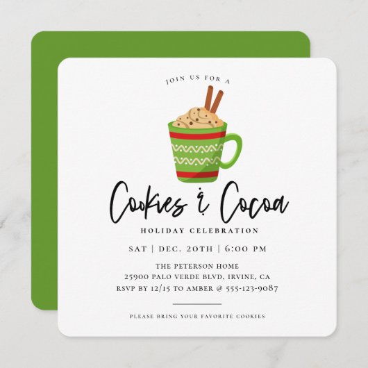 Cookies & Cocoa Christmas Party Invitation (Devant / Derrière)