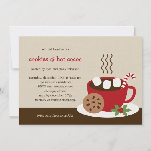 Cookies & Cocoa Holiday/Christmas Party Invitation (Devant)