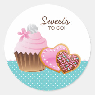 Cookies Cupcake Bakkerij Schattige Polka Dots Mode Ronde Sticker