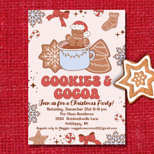 Cookies en Cacao Retro Groovy Kerstfeest Kaart