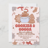 Cookies en Cacao Retro Groovy Kerstmis Verjaardag Kaart (Voorkant)