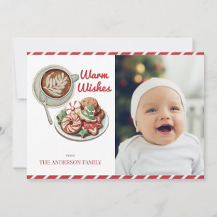 Cookies en cacao rode kerstfoto vakantie Kaart