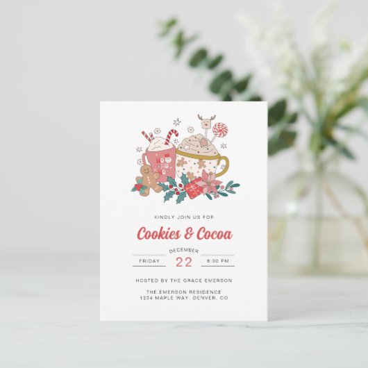 Cookies en Cocoa Party Uitnodiging (Staand voorkant)
