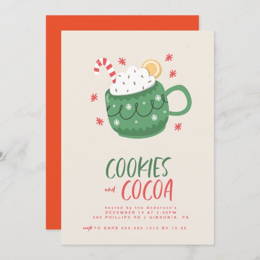 Cookies en Cocoa Party Uitnodiging (Voorkant / Achterkant)