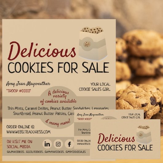 Cookies en sac, carte de collecte de fonds pour la
