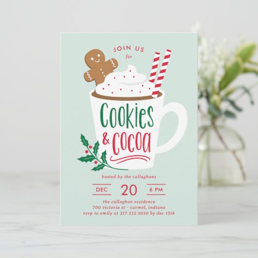 Cookies et cacao Fête de Noël Invitation (Debout devant)